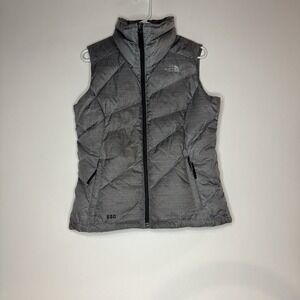 North Face Women's Vest Size M 550 Fill Goose Down Quilted Silver, Light Gray